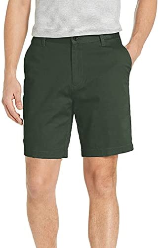 Men Casual Flat Front Shorts Straight Fit Stretch Chino Shorts