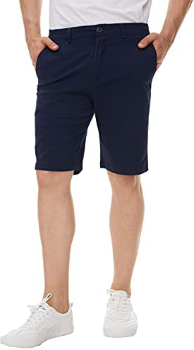 Men's Khaki Shorts Slim Fit Chino Shorts 9 inch Inseam