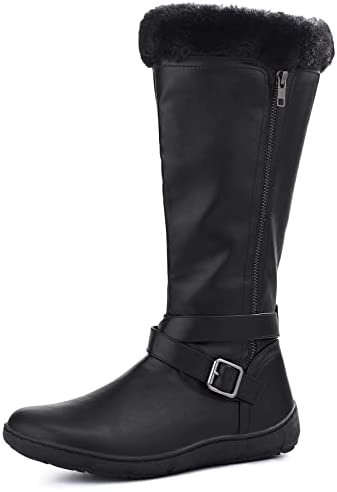 mysoft Women's Winter Knee High Boots Faux Fur Lined Zipper Tall Flat Boots