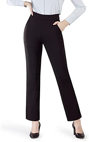 Yoga Dress Pants for Women Straight Leg Stretch Pull-on Work Pant with Pockets