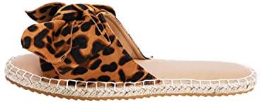 Ruanyu Womens Flat Slide Sandals Open Toe Bowknot Espadrille Slip On Comfortable Cork Sandals