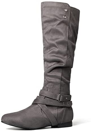 mysoft Women's Knee High Boots Flat Warm Winter Boots with Side Zipper