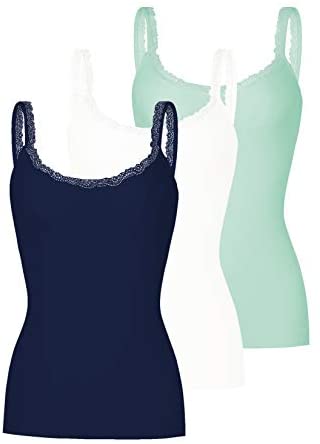 Women's 3-Pack Slim-Fit Lace Camisoles Stretchy Comfy Top Underwear