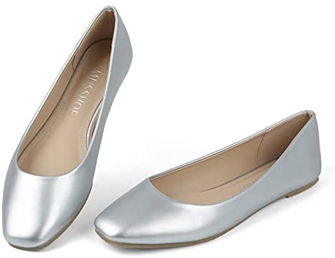 MUSSHOE Flats Shoes Women Comfortable Memory Foam Women's Flats Square Toe Casual Flats for Women Dressy