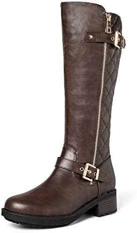 mysoft Women's Knee High Riding Boots Low Block Heel Tall Boots