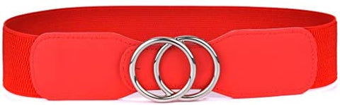 Beltox Women’s Elastic Stretch Wide Waist Belts w Double Rings Gold/Silver Buckle …
