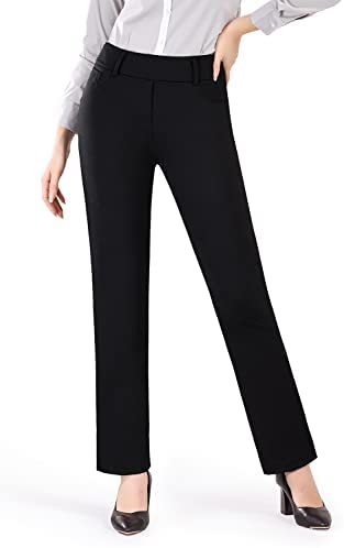 Work Pants for Women Yoga Dress Pants Straight Leg Stretch Work Pant with Pockets