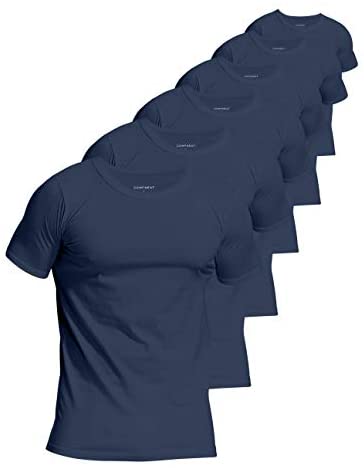 Men's 6-Pack Slim Fit Undershirts 100% Cotton Comfy Crew Neck T-Shirts