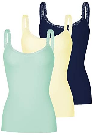 Women's 3-Pack Slim-Fit Lace Camisoles Stretchy Comfy Top Underwear