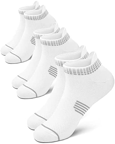 PAPLUS Ankle Compression Socks 3 Pairs for Men and Women, Low Cut Running Athletic Socks with Arch Support