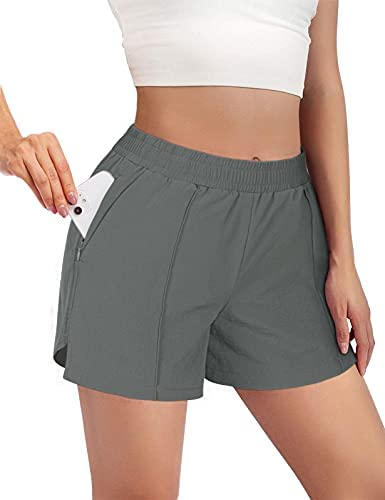 Womens Workout Shorts 3" Quick-Dry Running Shorts Elastic Waist Active Sports Gym Athletic Shorts with Pockets