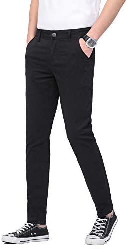 Plaid&Plain Men’s Skinny Khaki Pants Skinny Fit Chinos