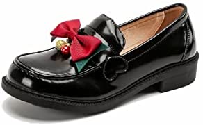 KANGFEINI Classic Round Toe Walking Shoes jk Kawaii Bow Mary Jane Removable Bow Casual lefse