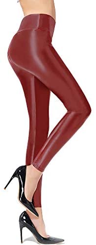 Ginasy Faux Leather Leggings for Women High Waisted Stretch Leather Pants
