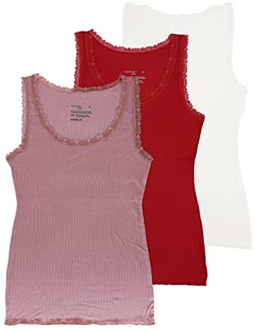 Women's Lace Tank Camisole Super Soft Slim-Fit Undershirt 3-Pack