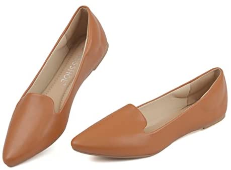 MUSSHOE Ballet Flats for Women Comfortable Women's Flats Memory Foam Slip on Pointed Toe Flats Shoes Women