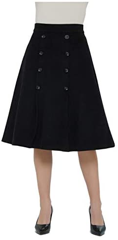 Womens High Waist A Line Button Front Winter Fall Midi Skirt