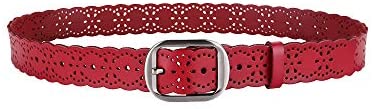 Womens Hollow Pattern Wide Leather Belt for Jeans Pants