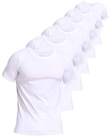 Men's 6-Pack Slim Fit Undershirts 100% Cotton Comfy Crew Neck T-Shirts
