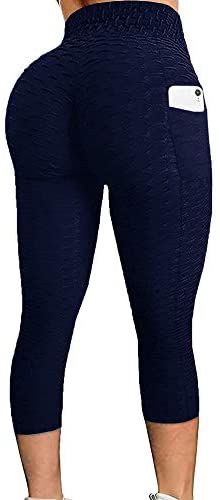 Karlywindow Women's Butt Lifting Legging High Waist Yoga Pants Capri Tummy Control Scrunch Booty Legging Tights