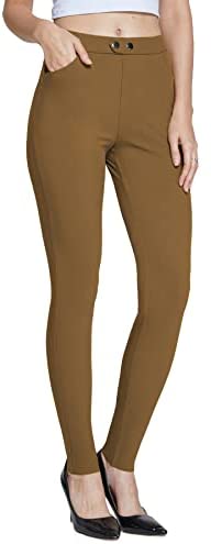Women's Dress Pants Skinny Stretch Pull On Jeggings Casual Work Office Business Leggings Slim with Pockets