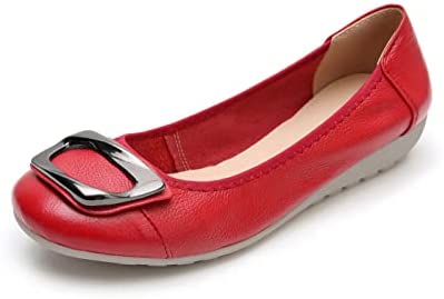 VenusCelia Women's Buckle Dance Flat Shoe