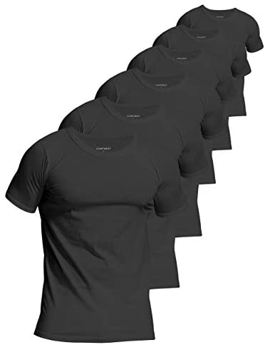 Men's 6-Pack Slim Fit Undershirts 100% Cotton Comfy Crew Neck T-Shirts