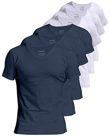Men's 6-Pack Slim Fit Undershirts 100% Cotton Comfy V-Neck T-Shirts
