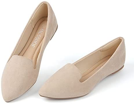 MUSSHOE Ballet Flats for Women Comfortable Women's Flats Memory Foam Slip on Pointed Toe Flats Shoes Women