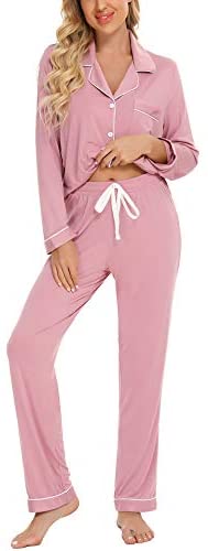 Pajamas Women's Long Sleeve Sleepwear Button Down Pj Sets Soft Loungewear Pajama Set for Women S-XXL