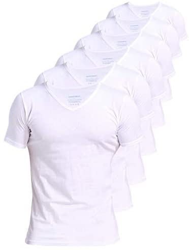 Men's 6-Pack Slim Fit Undershirts 100% Cotton Comfy V-Neck T-Shirts