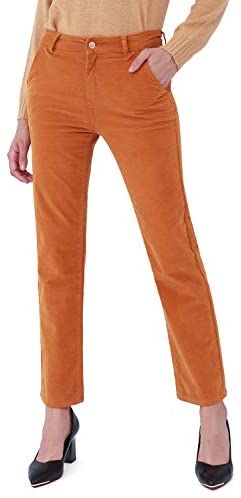 Women's Stretch Corduroy Pants Straight-Fit Fall Winter Warm Comfy Fashion Work Casual Pants
