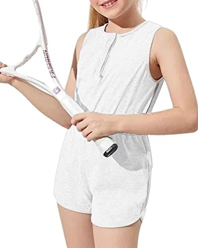 Girls Kids Casual Sleeveless Shorts Jumpsuit Crewneck Henley Solid Loose Fit Cute One Piece Rompers Outfits