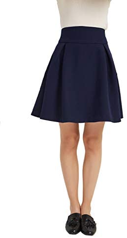 Womens A Line Short Pleated Skirt Back Elastic