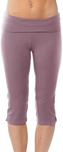 Women's Casual High Waisted Tummy Control Capri Leggings Workout Running Cycling Tights Yoga Pants