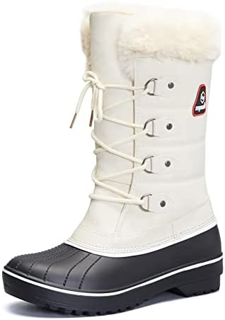 mysoft Women's Snow Boots Warm Insulated Faux Fur Lined Waterproof Mid-Calf Winter Boots