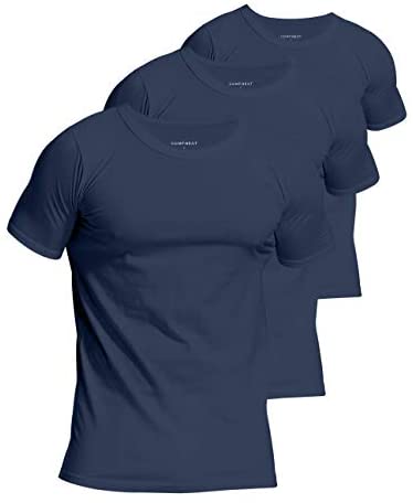 Men's 3-Pack Undershirts Cotton Spandex Stretchy Comfy Crew Neck T-Shirts