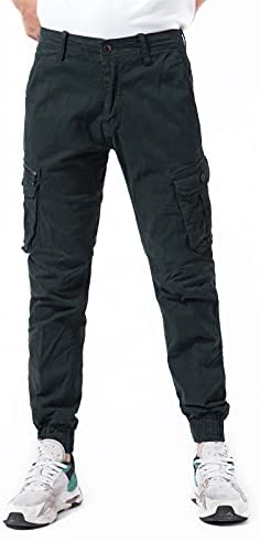 DGWZ Mens Casual Work Pants Outdoor Hiking Joggers Tapered Cotton Slim Fit Cargo Pants for Men