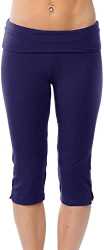Women's Casual High Waisted Tummy Control Capri Leggings Workout Running Cycling Tights Yoga Pants