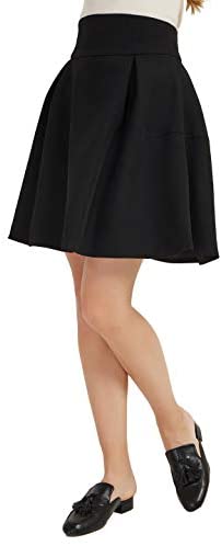 Womens A Line Short Pleated Skirt Back Elastic
