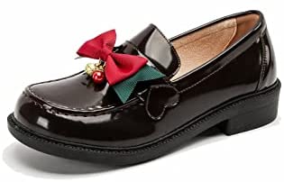 KANGFEINI Classic Round Toe Walking Shoes jk Kawaii Bow Mary Jane Removable Bow Casual lefse