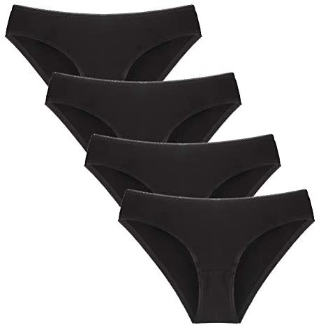 YOYI FASHION Women's Multi Packs Black Cotton Breathable Low-Rise Bikini Panties