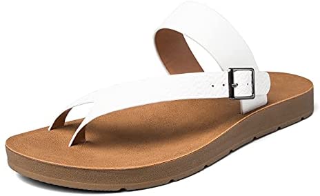 mysoft Women's Slide Sandals Comfortable Flip Flops Buckle Toe Ring Sandals with Adjustable Straps
