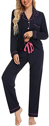 Pajamas Women's Long Sleeve Sleepwear Button Down Pj Sets Soft Loungewear Pajama Set for Women S-XXL