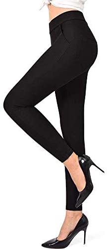 Ginasy Dress Pants for Women Business Casual Stretch Pull On Work Office Dressy Leggings Skinny Trousers with Pockets