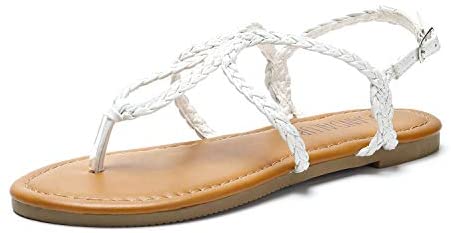 SANDALUP Women's Braided Strap Thong Flat Sandals