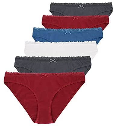 Women's 6-Pack Lace Bikini Lyocell Cotton Panties Super Soft Comftable Underwear