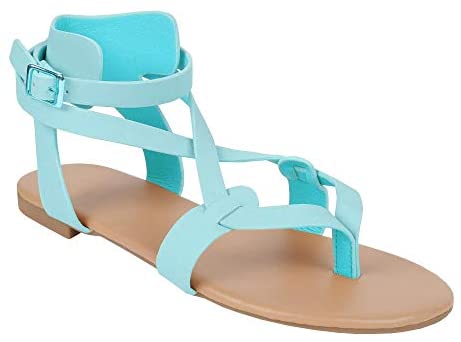 Womens Strappy Sandals Gladiator Thong Ankle Strap Summer Beach Flat Sandals