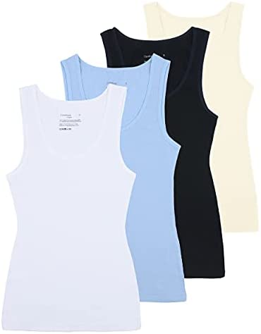Women's 4-Pack Slim-Fit Basic Tanks Cotton Casual Comfy Top Underwear