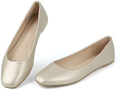 MUSSHOE Flats Shoes Women Comfortable Memory Foam Women's Flats Square Toe Casual Flats for Women Dressy
